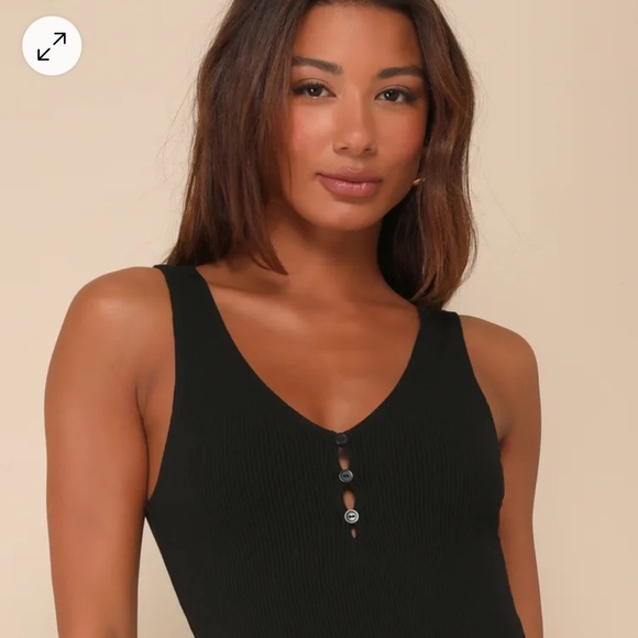 Lulu’s Black Ribbed Knit Sleeveless Bodysuit. Brand new with tags. - Picture 4 of 7